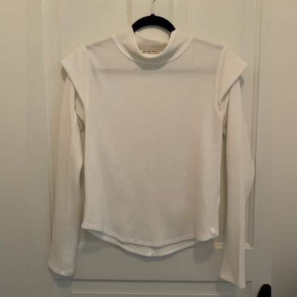Free people white waffle mock neck cap sleeve long sleeve xs - Picture 1 of 4
